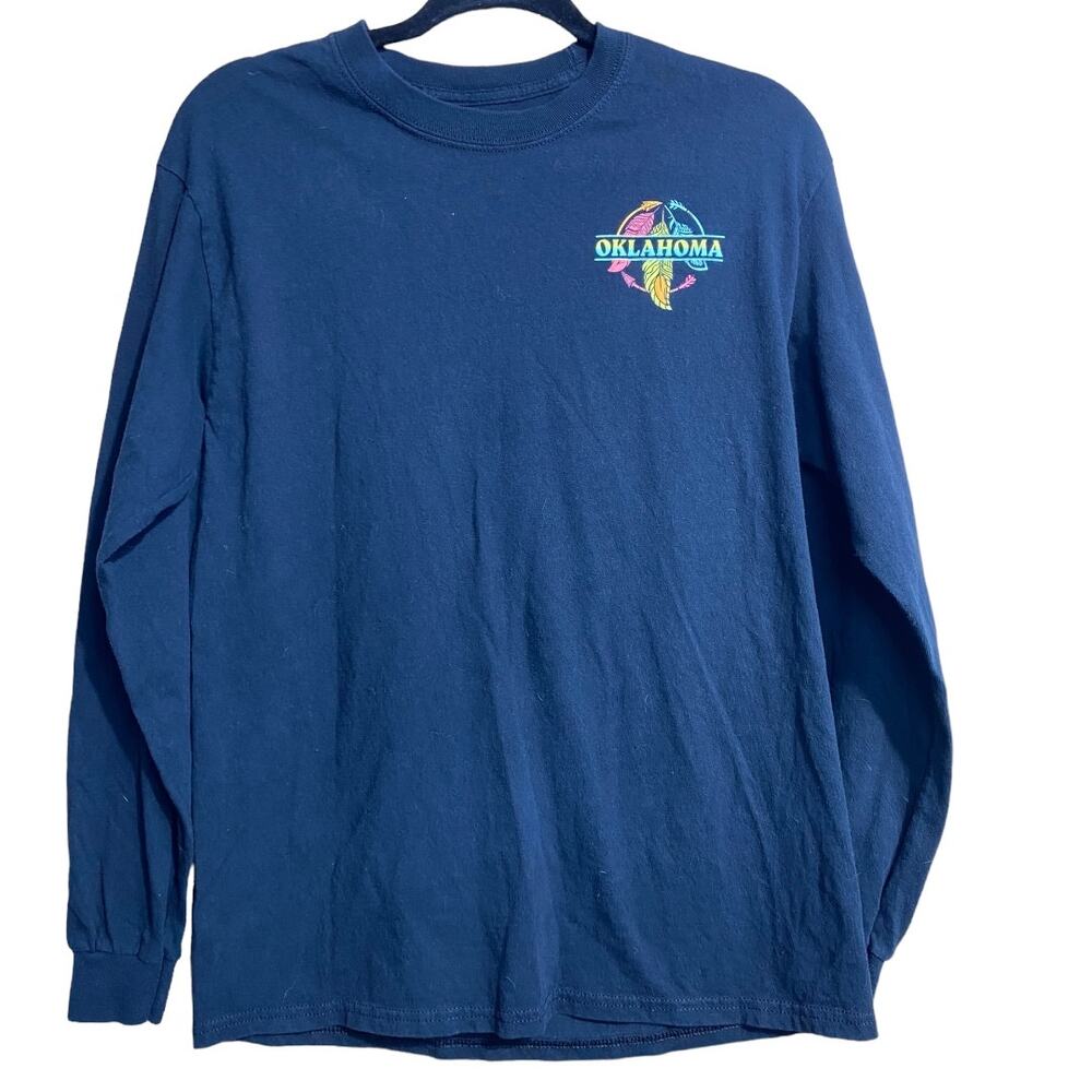 Oklahoma native dream catcher neon colors on black long sleeve T-shirt Small